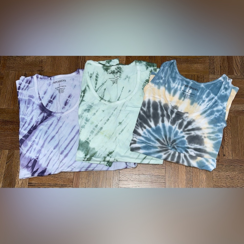 Original Paperbacks Men’s Pack of 3 Tie-Dye Tank Top Size L Summer Sleeveless